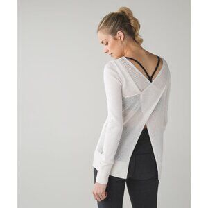 Lululemon Sunset Savasana Pullover II Cashmere Blend Sweater Heathered White Med
